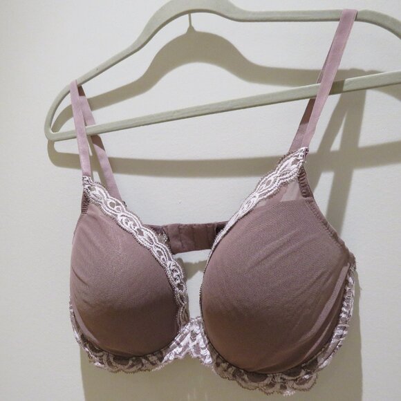 NATORI Feathers Plunge Lace T Shirt Bra in Grape Lilac Purple Mesh - Size 36DD - Picture 6 of 11